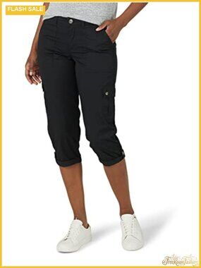 Lee Women's Ultra Lux Comfort Flex-to-Go Cargo Capri Pant Relaxed Mid-Rise